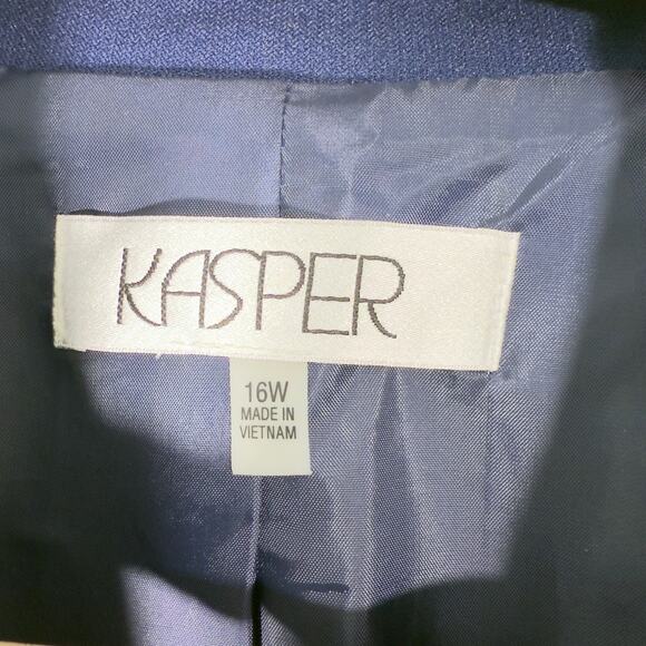 Kasper Woman Blazer Sz 16W Single Button Fully Lined Blue New w Tags Career Pro - Picture 5 of 16